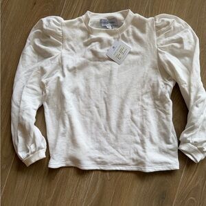 Girls White Puff Sleeve cotton Top - club and court